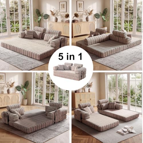 79" Convertible Sofa Bed,High Backrest Boneless Couch for Living Room