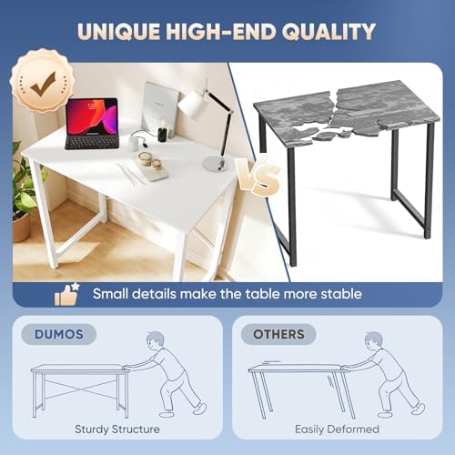 DUMOS 32 Inch Small Computer Desk, Home Office Desks for Bedroom, All White