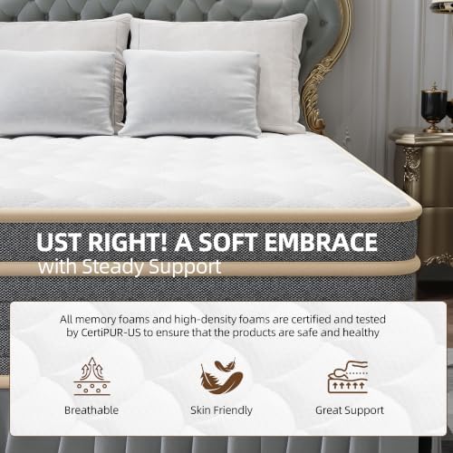 12 Inch Queen Size Mattress in a Box, Independent Pocket Spring, Targeted Support & Zero Motion Transfer, Breathable Skin-Friendly Knit Cover, Compressed for Easy Delivery & Rapid Expansion