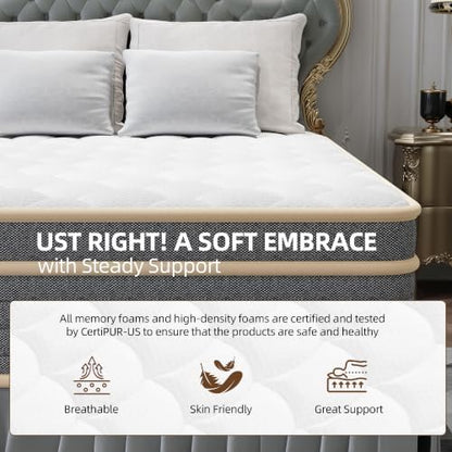 12 Inch Queen Size Mattress in a Box, Independent Pocket Spring, Targeted Support & Zero Motion Transfer, Breathable Skin-Friendly Knit Cover, Compressed for Easy Delivery & Rapid Expansion