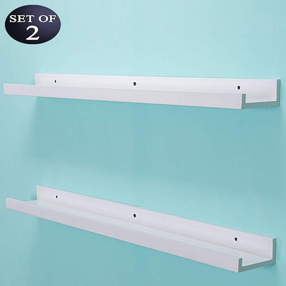 AZSKY 36 Inch Picture Ledge Shelf Floating Shelves Wall Mounted Set of 2 White