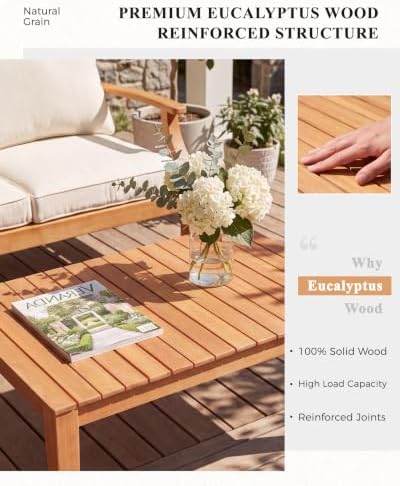 Devoko 4 Pieces Outdoor Sectional Sofas with 4” Zippered Cushions, Beige