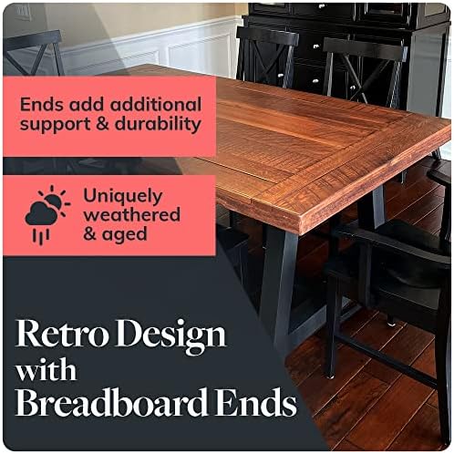 Reclaimed Wood Table Top - Rustic Recycled Solid Wooden Piece Perfect for Signs, Counters, Kitchens Table Tops (Reclaimed Wood Tabletop with Breadboard Ends, 24" x 30")