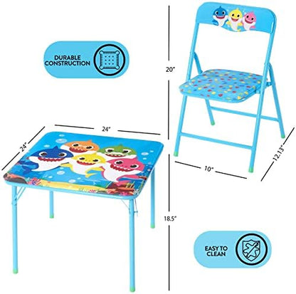 Baby Shark 3 Piece Children's Activity Square Table and Chair Set, Ages 3+