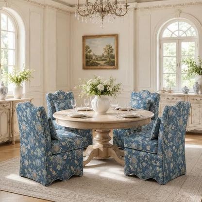 Floral Accent Chairs Set of 4, French-Inspired Lounge Chair