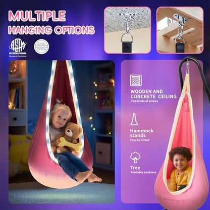 OUTREE Light Up Pod Swing Seat, Sensory Swing with LED Light