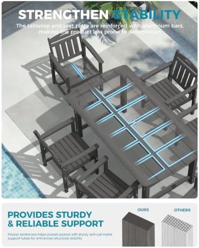 Ciokea HDPE Outdoor Patio Dining Chairs, All-Weather Furniture, Grey