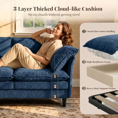 69" Small U-Shaped 4-Seat Convertible Sectional Sofa Couch, Chenille, Blue