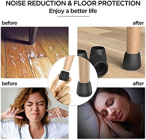 Extra Large Chair Leg Floor Protectors,(Fit 2.36-3.03", Black).