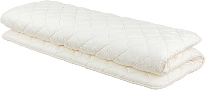FULI Japanese Futon, Queen Size, White - Foldable Shikibuton Floor Bed - Medium Firm Quilted Cotton Sleeping Pad, Portable Roll-Up Japanese Floor Bed for Guests & Small Spaces