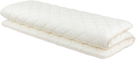 FULI Japanese Futon, Queen Size, White - Foldable Shikibuton Floor Bed - Medium Firm Quilted Cotton Sleeping Pad, Portable Roll-Up Japanese Floor Bed for Guests & Small Spaces