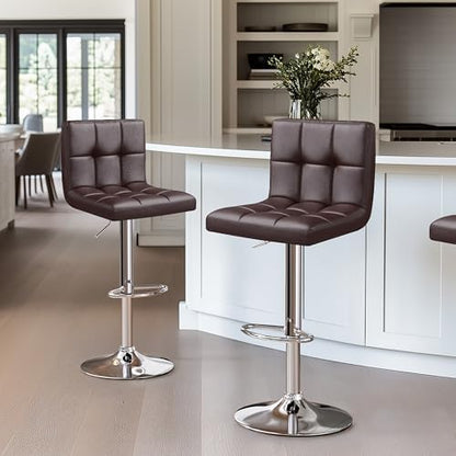 Yaheetech Bar Stools Set of 2 Adjustable Counter Height Barstools Brown