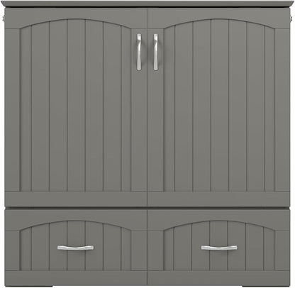 AFI, Southampton Murphy Bed Chest Twin XL with 6" Mattress, Storage Drawer & Built-in USB Charger, Grey