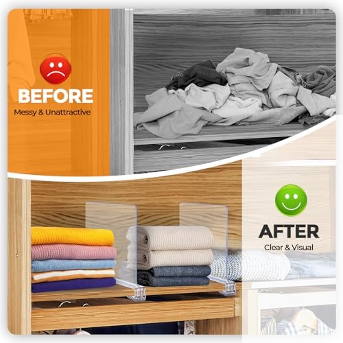 Clear Acrylic Shelf Dividers for Closets Organizer & Storage,2 Pack