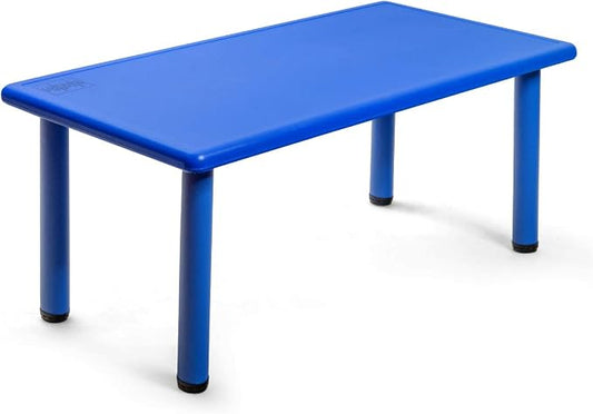 Costzon 47 x 23.5 Inch Rectangular Kids Table, Children School Activity Table for Reading Drawing Dining Playing, Multifunctional Plastic Table w/Steel Pipe, Toddler Furniture for Boys & Girls (Blue)