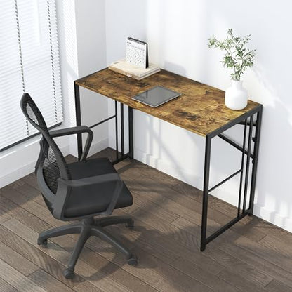 Lutown-Teen 40 inch Folding Computer Desk, Rustic Brown