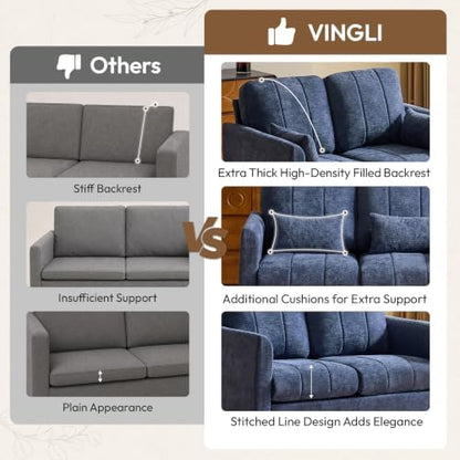 VINGLI 47.2" Tufted Chenille Loveseat, 7.9" Thick Padded Back for Apartment