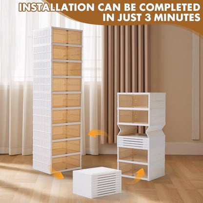 Collapsible Shoe Rack, 2 x 9 Tiers-18 Pairs Foldable Shoe Storage Organizer