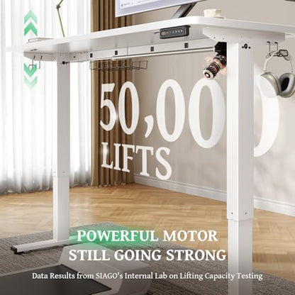 Electric Standing Desk Adjustable - 55 x 24 Inch Sit Stand up Desk with 0.8 Inch Thick Tabletop - Adjustable Height Table with 3 Memory Preset, Cable Management for Home Office