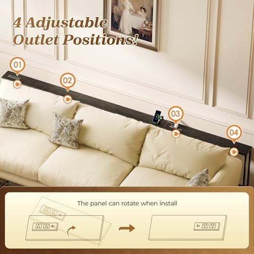 SUPERJARE 110.2 Inch Sofa Table with 2 Power Outlets and USB-C Port