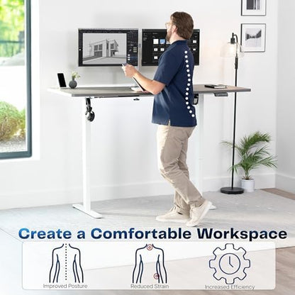 VIVO Electric Standing Desk, Smooth 3-Piece 71" x 30" Dark Gray Top
