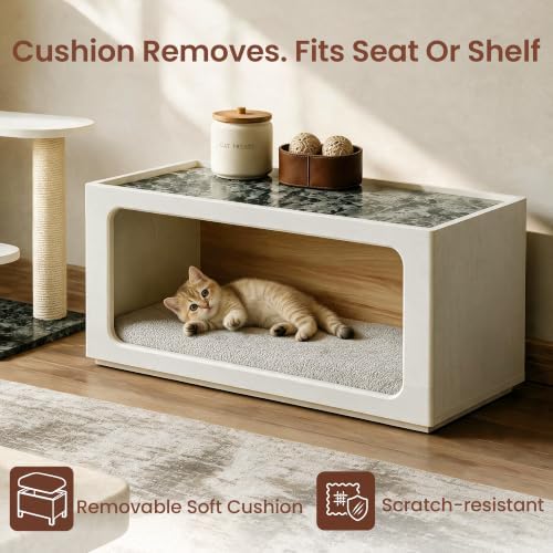 31.5" Shoe Storage Bench, Entryway Bench with Removable Cushion