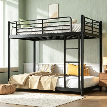 Low Metal Bunk Bed Frame for Kids,Twin-Over-Twin Floor BunkBed