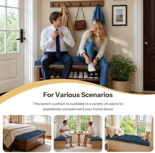Indoor Bench Cushion for Indoor Furniture 48"x19" Navy 1 Pc