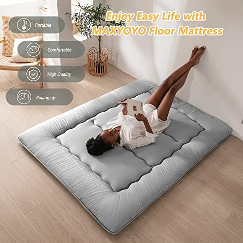 MAXYOYO Japanese Floor Mattress 4" Thick Queen Size Foldable Futon Mattress