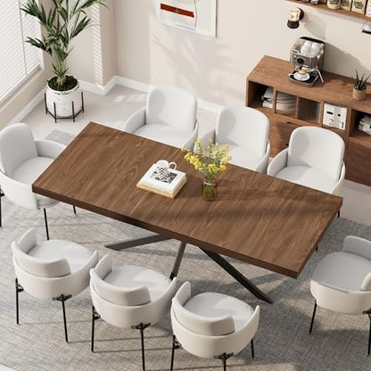 Extendable Dining Room Table for 4-6-8, Large 55''-70.9'' Wood Rectangle Expandable Dining Table with Hidden Storage, Space Saving Farmhouse Kitchen Table for Dining Room Kitchen Office,Walnut