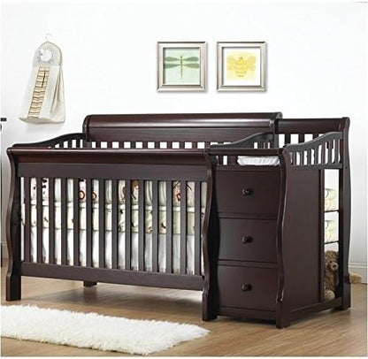 Pemberly Row 73" x 35" 4-in-1 Convertible Crib and Changer Set, Solid Wood Construction, JPMA Certified, Espresso
