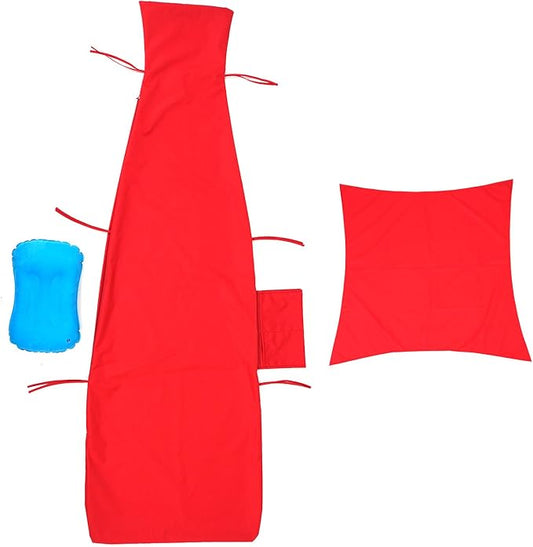 Replacement Cover for Outdoor Hanging Lounge Chair Cushion (Cover Only), Waterproof, with Umbrella Fabric and Inflatable Headrest, Patio Curved Chaise Hammock Swing Lounger Cushion Cover （Claret）