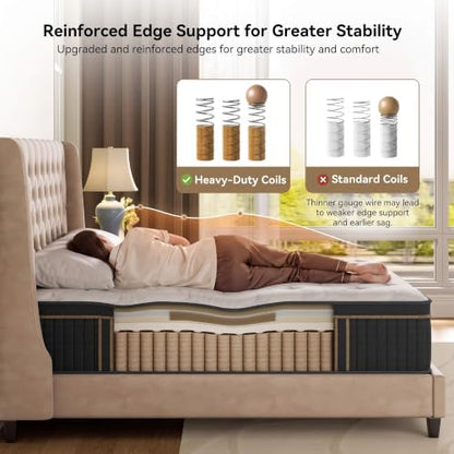 King 12 Inch Hybrid Mattress in a Box, Medium Firm,7-Zone Coils, 80" x 76"