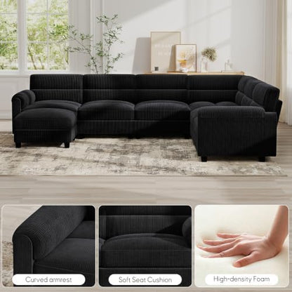 Bonzy Home Modular Sectional Sofa for Living Room, U Shaped Couch, Black