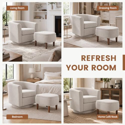 360° Swivel Accent Chair and Storage Ottoman Set of 2