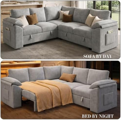 Modular Sectional Sofa with Pull Out Bed, L Shaped Sectional Couches