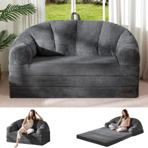 MAXYOYO Folding Sofa Bed with Backrest, Boneless Fold Out Couch with Handle