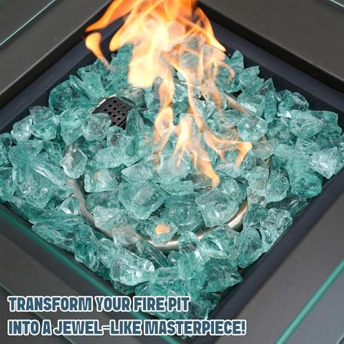 Mr. Fireglass 10 lbs Crushed Fire Glass, High Luster Light Sea Blue