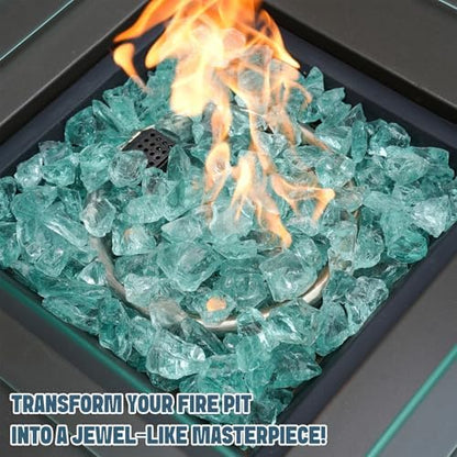 Mr. Fireglass 10 lbs Crushed Fire Glass, High Luster Light Sea Blue