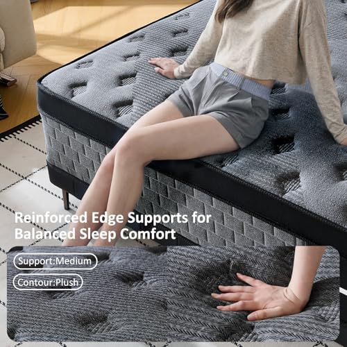 Queen Mattress, 12 Inch Hybrid Queen Size Mattress, Medium Firm