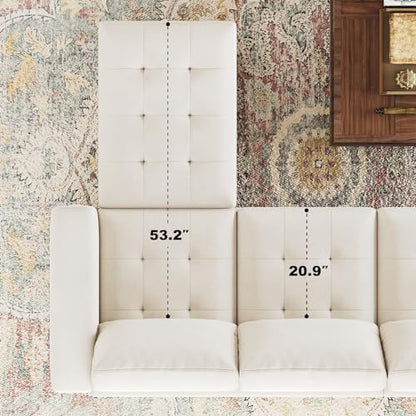 Belffin Modular Sectional Sofa U Shaped Sectional Couch with Storage Ottoman Velvet 9-Seater Convertible Sectional Sofa with Chaises Beige