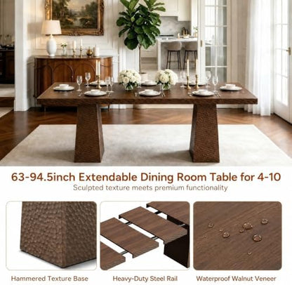 9 Piece Extendable Dining Table Set with 8 Velvet Chair,3 Adjustable Length