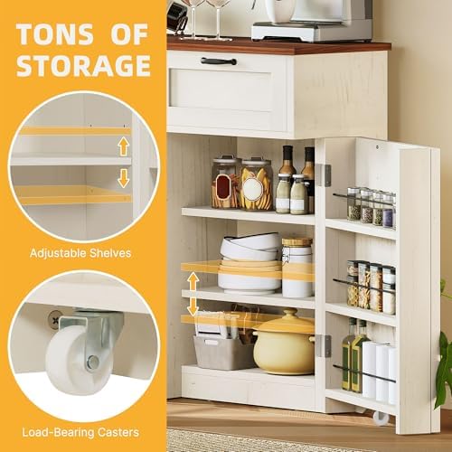 DWVO 58.3" Rustic Kitchen Island Storage Cabinet