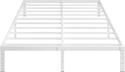 Cieemine 12 Inch Bed Frame Queen Size, Heavy Duty Steel Queen Bed Frame No Box Spring Needed, Mattress Foundation, Easy Assembly, Noise-Free,White