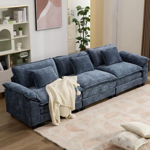 IPKIG 117" Modular Sectional Cloud Couch, Modern I-Shaped Sofa