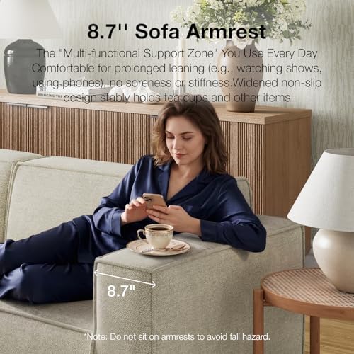 Novilla 84.3" Modular Sectional Sofa, No Assembly Cloud Sectional Couch with Smarts Coil® Support, Chenille Fabric L Shape Boneless Couch for Living Room Apartment, Beige (2 Seat w/ 1 Ottoman)