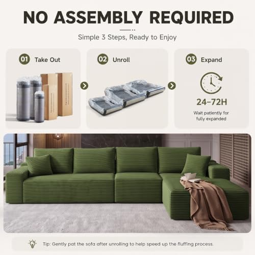 96" Boneless Sectional Couches, Cloud Sofas for Living Room