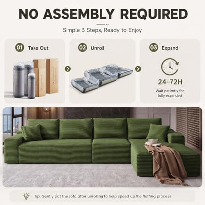 96" Boneless Sectional Couches, Cloud Sofas for Living Room