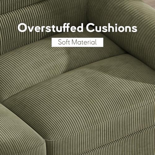 Bonzy Home 3 Seater Couch for Living Room, Corduroy, Green