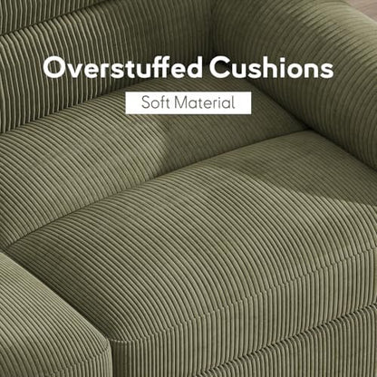 Bonzy Home 3 Seater Couch for Living Room, Corduroy, Green